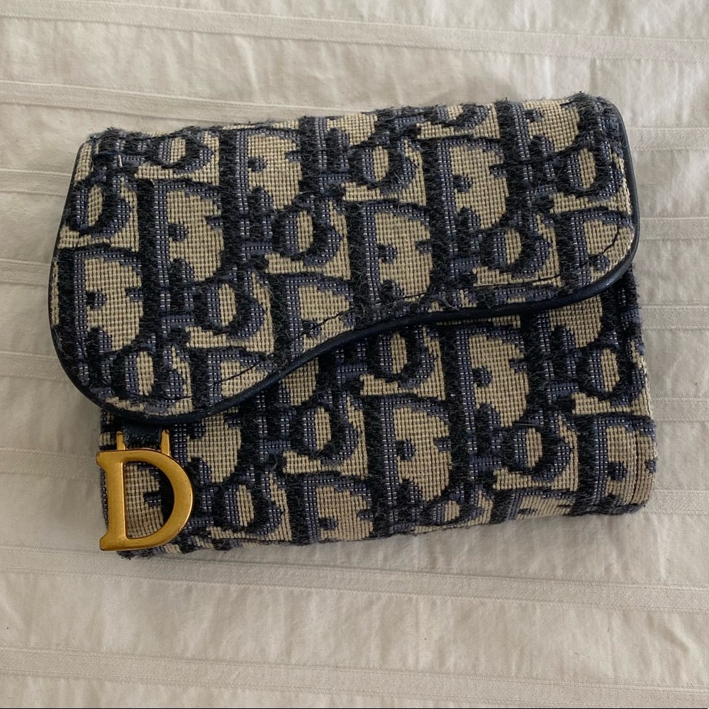 Dior mini saddle wallet navy